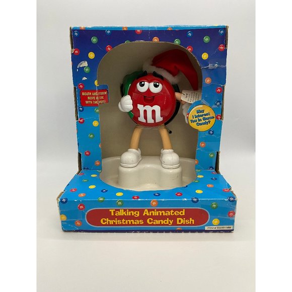M&M's Talking Animated Christmas Candy Dish in Box - Picture 1 of 7